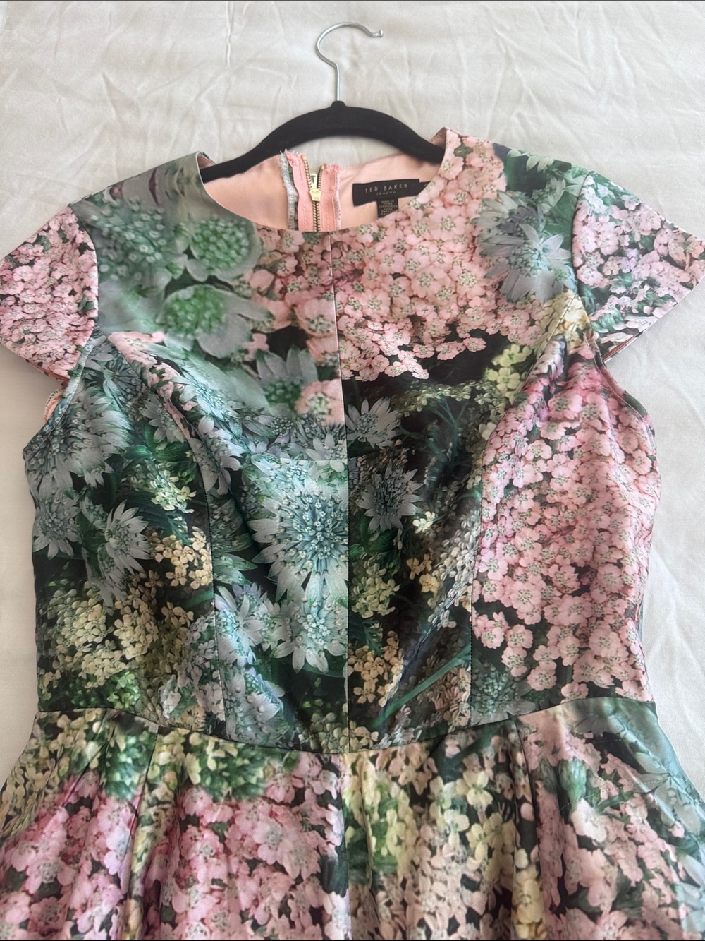 Ted Baker Pink & Green Floral Fit-and-Flare Dress - Picture 6 of 6